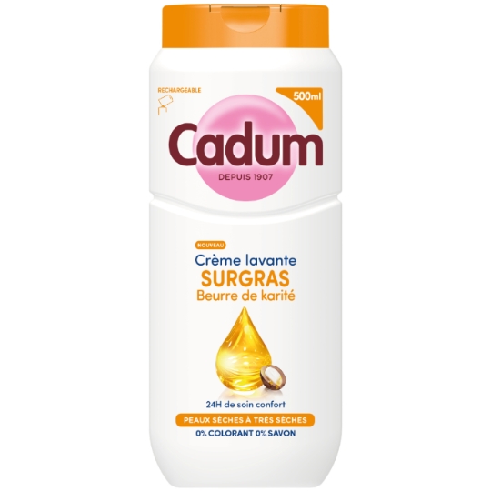 Crème Lavante Surgras pour Peau Sèches à Très Sèches Beurre de Karité CADUM