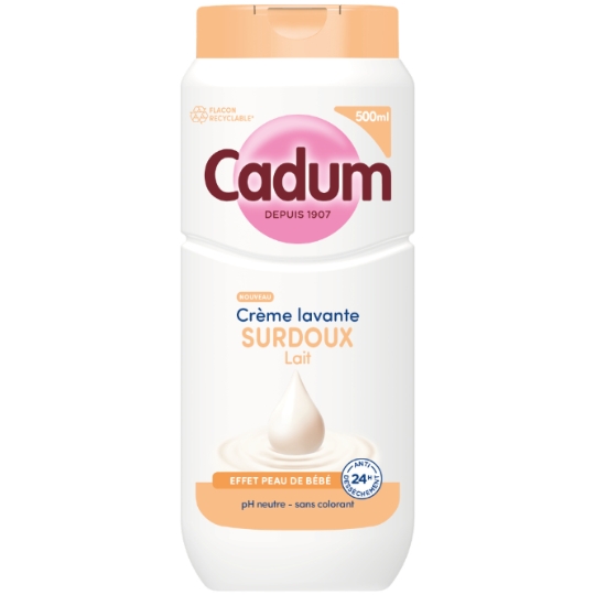 Crème Lavante Surdoux au Lait Effet Peau de Bébé Ph Neutre CADUM