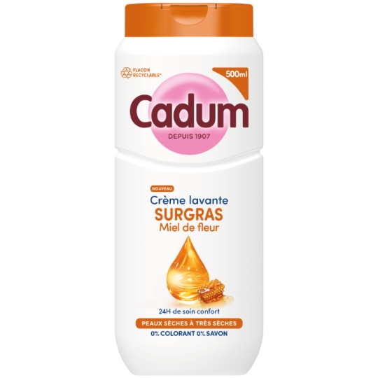 Crème Lavante Surgras Miel de Fleur pour Peaux Sèches à Très Sèches CADUM