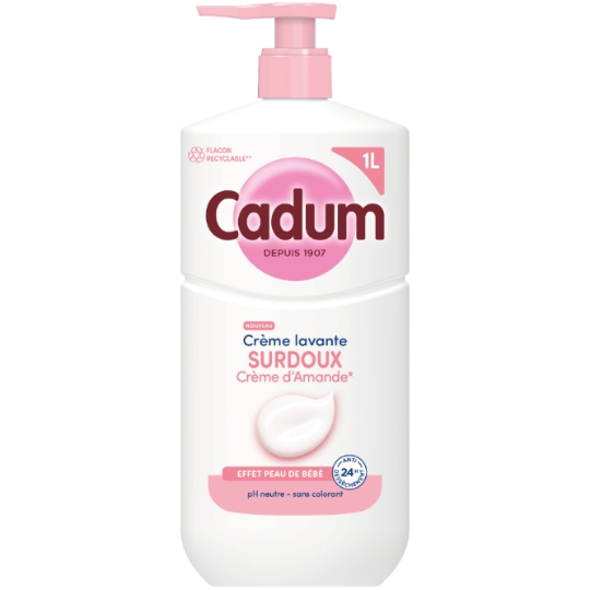 Crème Lavante Surdoux Crème d'Amande Effet Peau de Bébé Ph Neutre CADUM