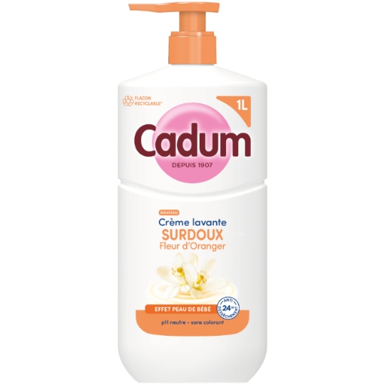 Crème Lavante Surdoux Fleur d'Oranger Effet Peau de Bébé Ph Neutre CADUM