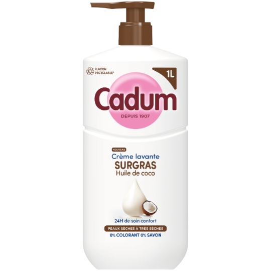 Crème Lavante Surgras Huile de coco Peaux Sèches à Très Sèches CADUM