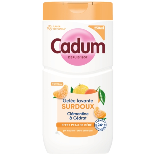 Gel Douche Surdoux Effet Peau de Bébé Ph Neutre Clémentine et Cédrat CADUM
