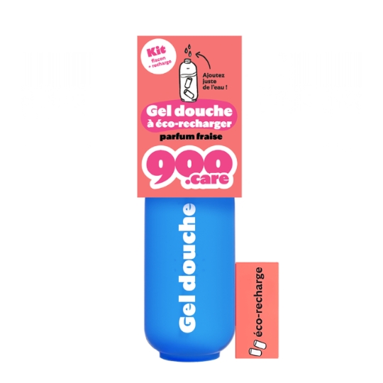 Gel douche Kit Flacon Recharge Eco-recharger Parfum Fraise 900.CARE