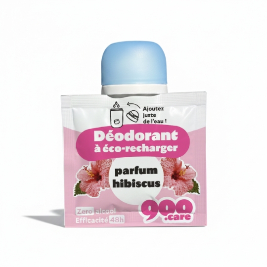 Déodorant à Eco-Recharger Zéro Alcool Actifs Anti-Odeurs Parfum Hibiscus 900.CARE