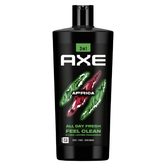 Gel douche Homme Corps Visage Cheveux Mandarine Bois de Santal 3 en 1 Africa AXE