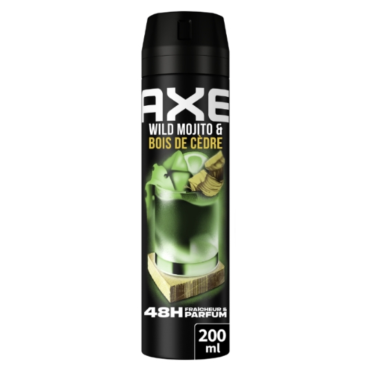 Déodorant spray Homme Anti-odeur Fraîcheur Wild Mojito & Bois de cèdre 48h AXE