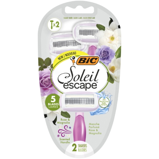 Rasoir Jetables Soleil Escape 5 Lames Femme Rose et Magnolia BIC