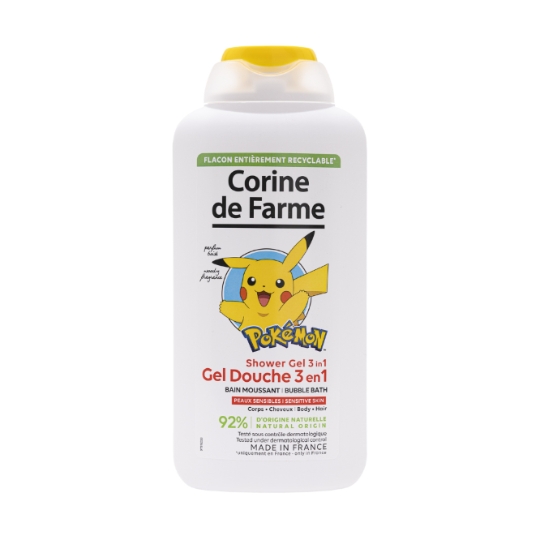Gel douche 3 en 1 Parfum Poire Pokémon 92% D'Origine Naturelle CORINE DE FARME