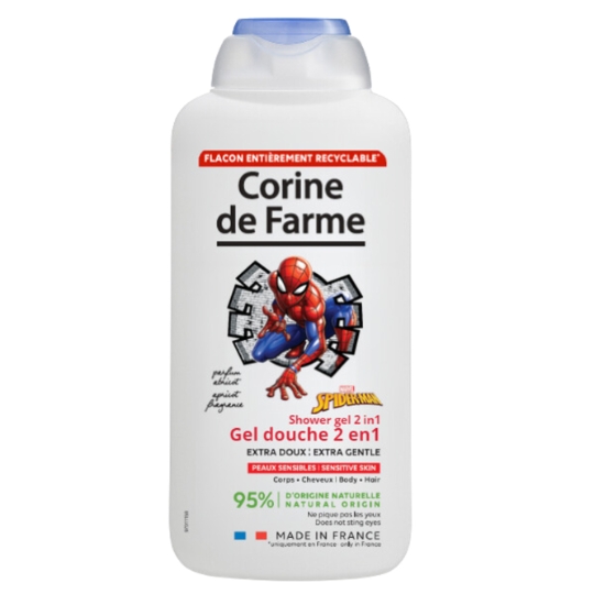 Gel Douche Enfant 2en1 Extra Doux Corps et Cheveux pour Peaux Sensibles Abricot Spiderman CORINE DE FARME