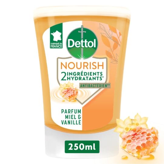 Recharge Savon Liquide Mains Miel Beurre de Karité Antibactérien No Touch DETTOL