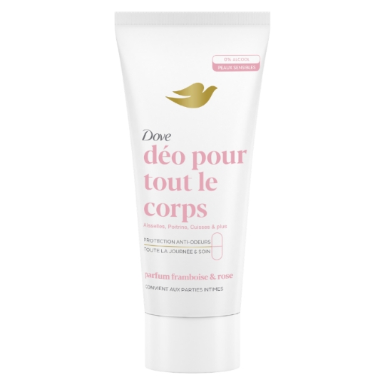 Déodorant Crème Tout le Corps Peaux Sensibles Framboise et Rose DOVE