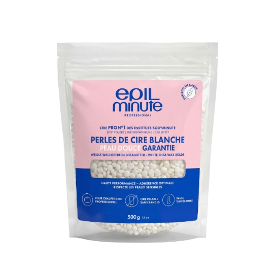 Perles de Cire Blanche Enrichi en Karité pour Chauffe-Cire EPIL MINUTE