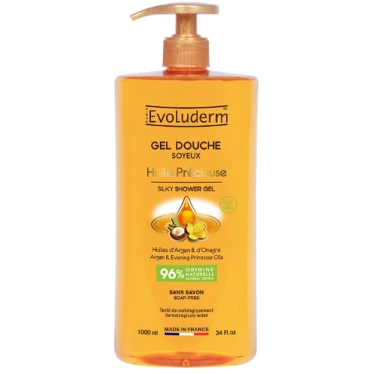 Gel douche Soyeux Huile Précieuse Huile d'Argan et Onagre EVOLUDERM