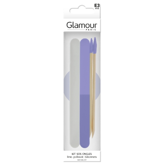 Kit SOS Ongles Lime Polissoir Bâtonnets GLAMOUR PARIS