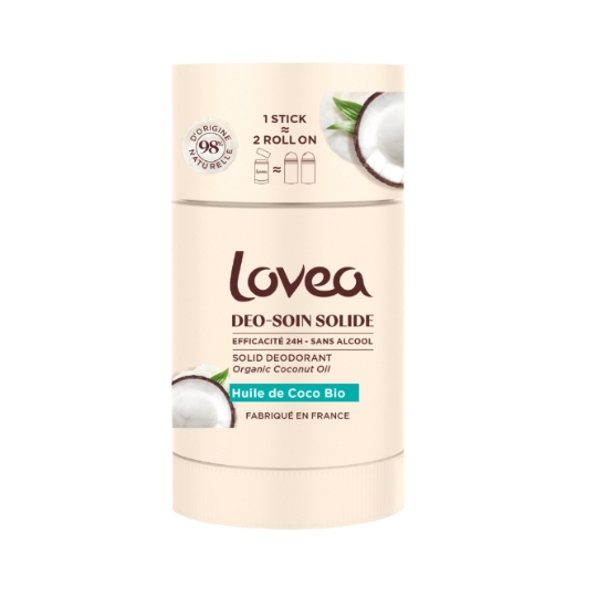 Déodorant solide Végan Sans alcool et sans eau Huile de coco Bio LOVEA