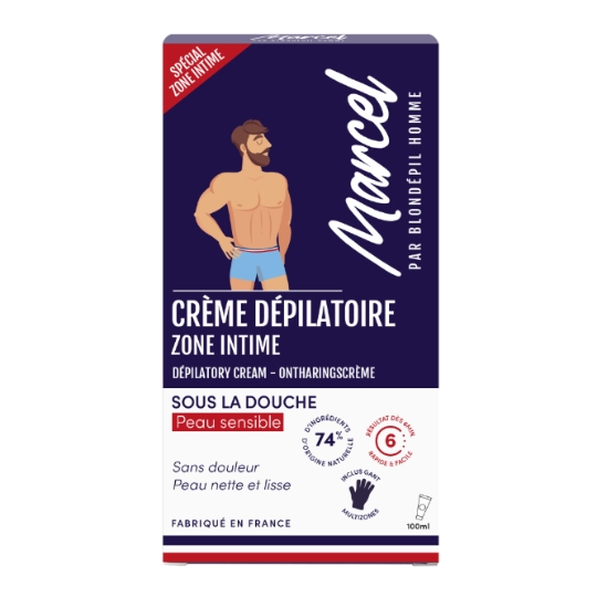 Crème Dépilatoire Homme Zone Intime Sous La Douche pour Peau Sensible MARCEL