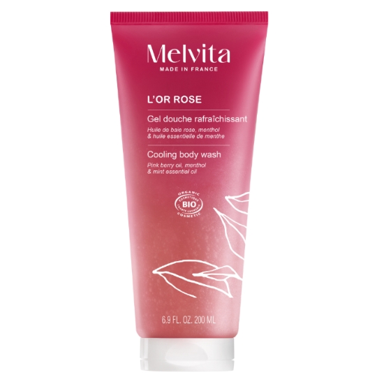 Gel Douche Rafraîchissant Bio à l'Huile de Baie Rose, Menthol & Huile Essentielle de Menthe MELVITA