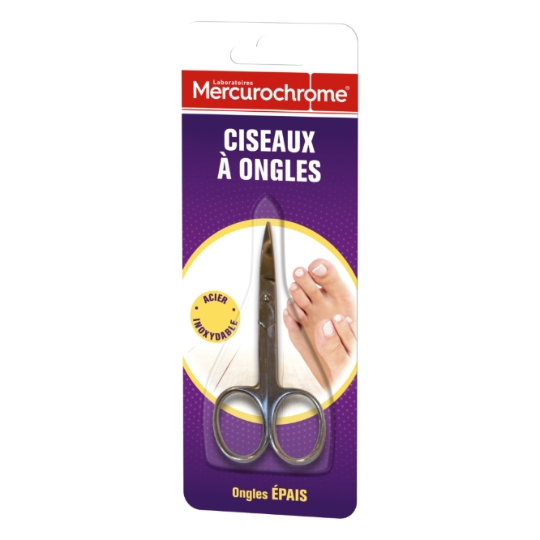 Ciseaux à ongles Acier Inoxydable Coupe Précise Ongles Durs et Epais MERCUROCHROME