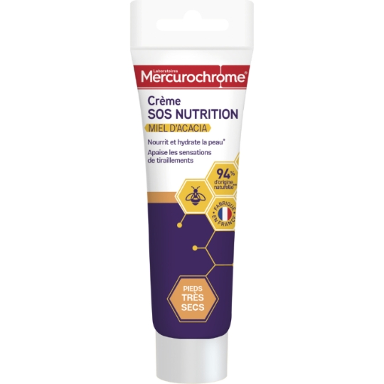 Crème SOS Nutrition pour Pieds Très Secs au Miel d'Acacia MERCUROCHROME
