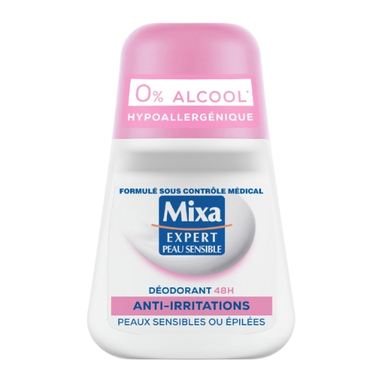 Déodorant bille Anti-Irritations 48H 0% Alcool Peau sensible MIXA