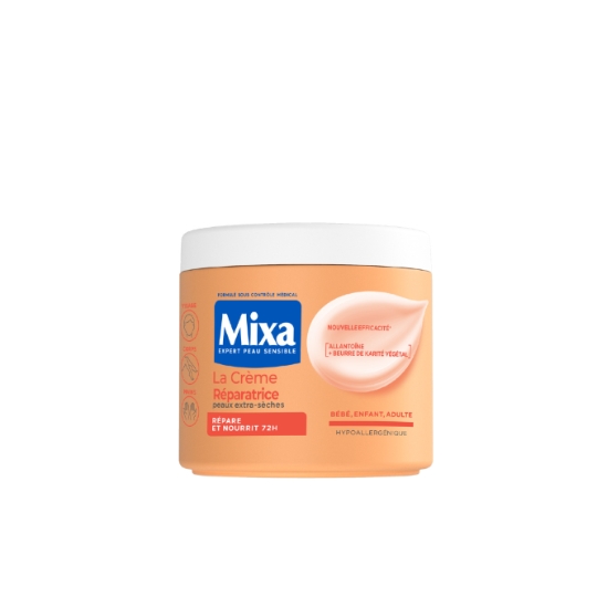 Crème Visage Corps Mains Hydratante Réparatrice 72h pour Peaux Extra-Sèches Hypoallergénique Beurre de Karité MIXA