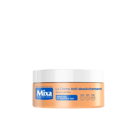 Crème Visage Corps Mains Hydratante 48h Anti-Dessèchement pour Peaux Sèches MIXA