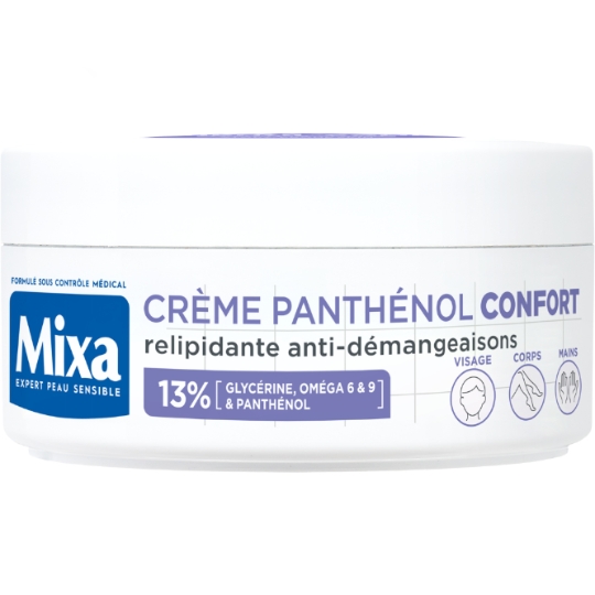 Crème Panthénol Confort Anti-Grattage pour Visage Corps Mains MIXA