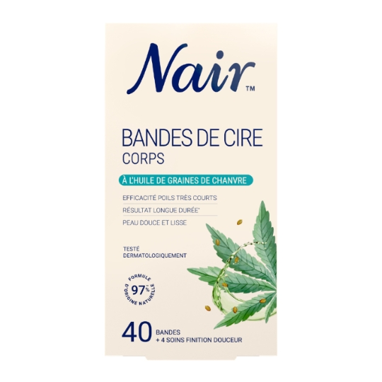 Bandes de cire Froide Corps Peau Sensible Poils Très Courts Parfum Relaxant Huile de Chanvre NAIR