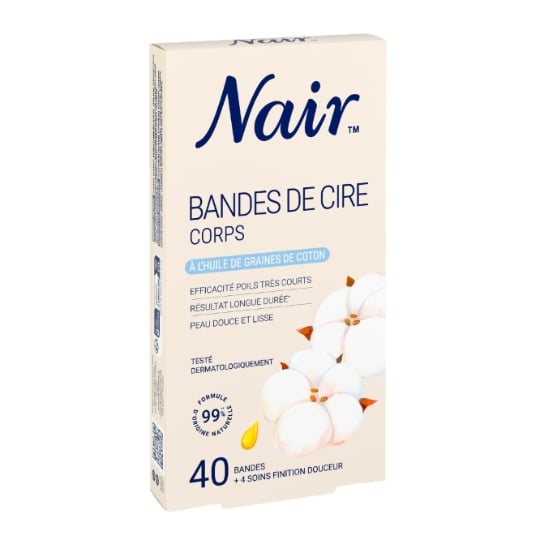 Bandes de cire Corps Huile de Graines de Coton 99% d'Ingrédients d'Origine Naturelle NAIR