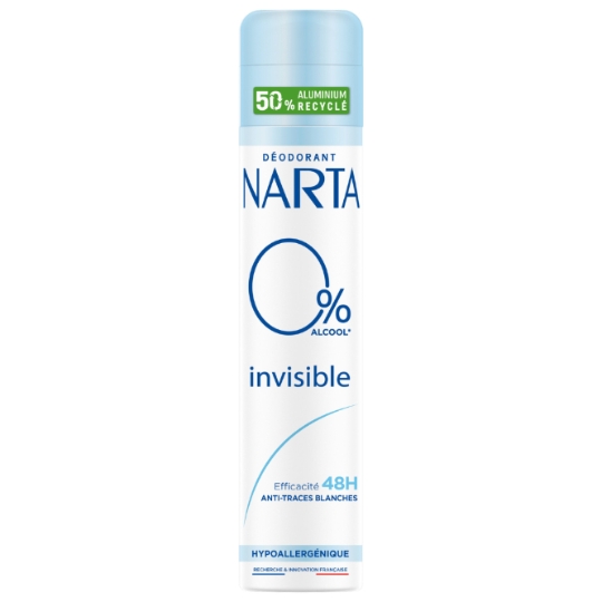 Déodorant spray Anti-traces blanches 0% Alcool Invisible NARTA