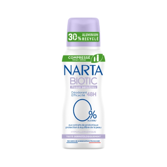 Déodorant spray compressé Biotic Peaux Sensibles NARTA