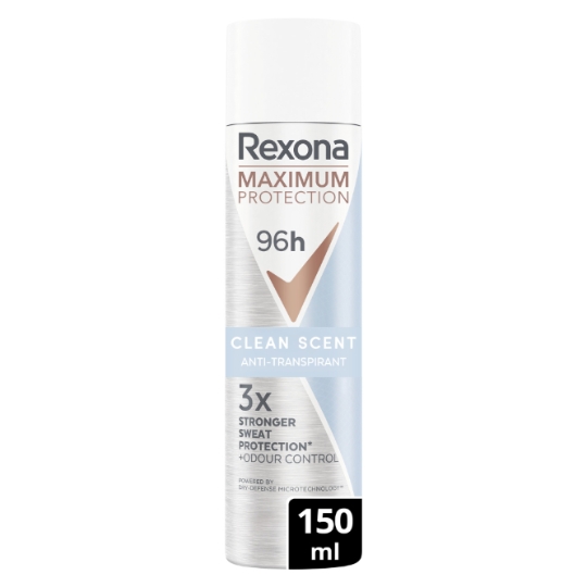 Déodorant Spray Femme Anti-transpirant 96H Clean Scent Maximum Protection REXONA