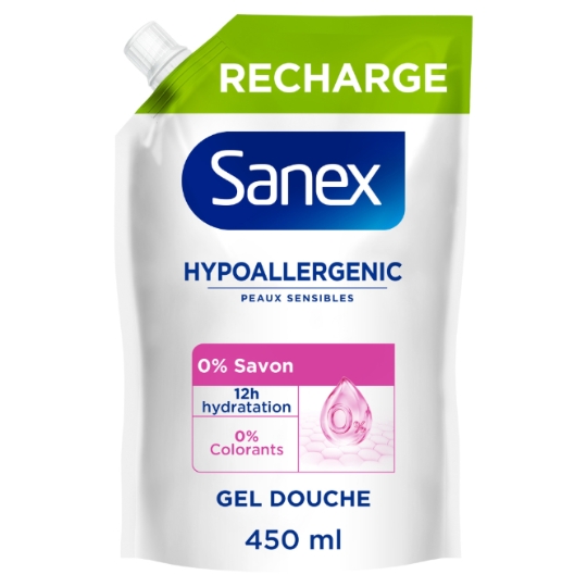 Gel Douche Hypoallergenic pour Peaux Sensibles SANEX