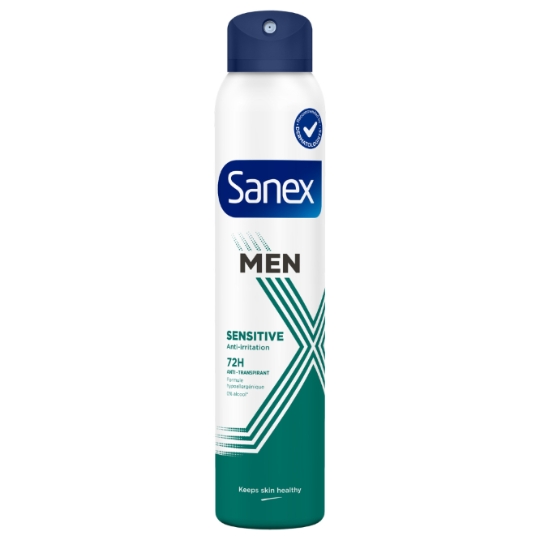 Déodorant Homme Sensitive Anti-irritation Anti-transpirant 72h Hypoallergénique 0% Alcool SANEX