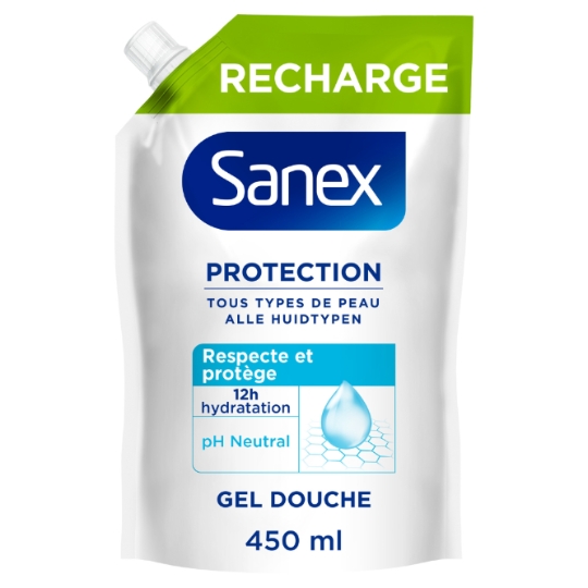Gel douche Protection Tous Types de Peau Respecte et Protège Hydratant pH Neutre SANEX