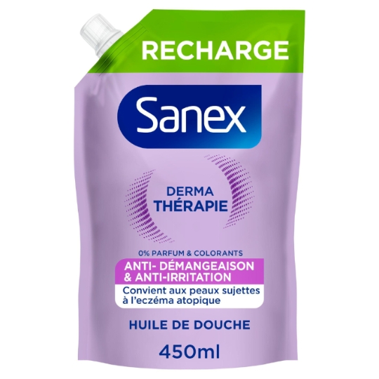 Recharge Huile de Douche Anti-Démangeaison & Anti-Irritation Peaux Sujettes à l'Eczéma Atopique Derma Therapie SANEX