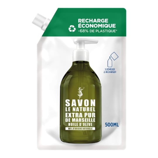 Gel douche Extra Pur de Marseille Huile d'Olive 96% d'Origine Naturelle SAVON LE NATUREL