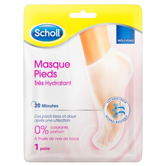Masque pieds Hydratant 0% Colorants Huile de Noix de Coco SCHOLL