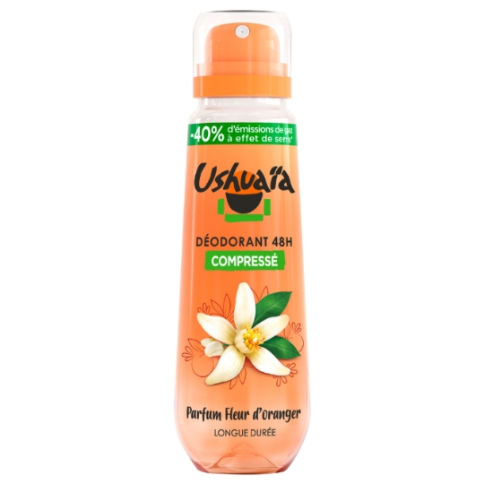 Déodorant spray compressé Anti-transpirant Efficacité 48h Fleur d'oranger USHUAIA