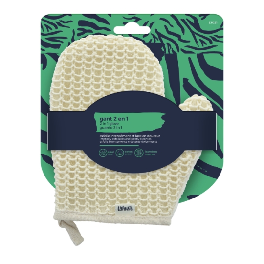 Gant 2 En 1 Exfoliant et Massant Sisal Coton Bambou Crème USHUAIA
