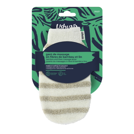 Gant de Massage en Fibres de Bambou dt Lin Masse dt Exfolie en Douceur USHUAIA