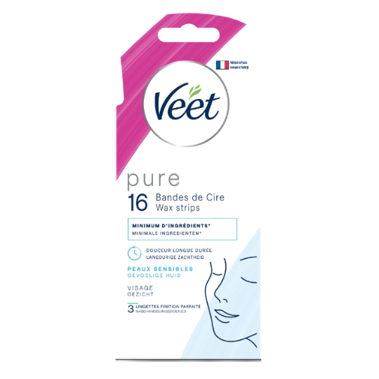 Bandes de cire Froide Visage Peau Sensible Easy Grip Huile d'Amande VEET