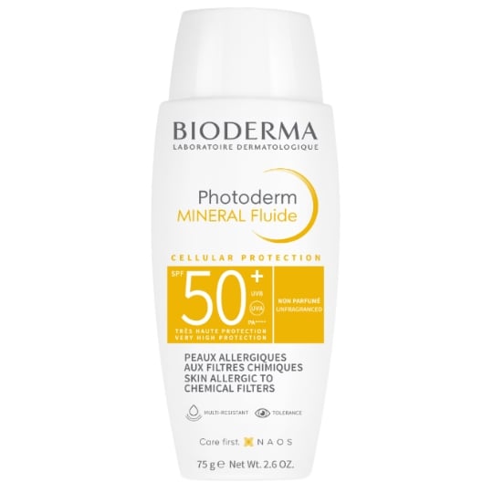 Crème solaire Enfant et Adulte Peau Intolérante et Allergique Filtres 100% Minéraux Spf 50+ Photoderm Nude Minéral BIODERMA