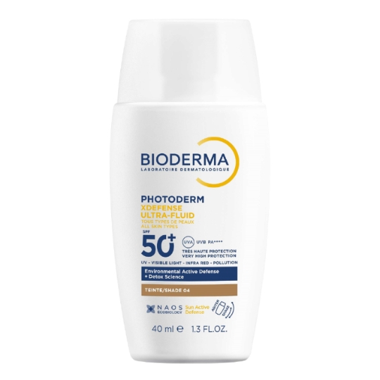 Crème solaire Teinté 04 Peau Sensible Spf 50+ Detox Ultra Fluide Photoderm XDefense BIODERMA