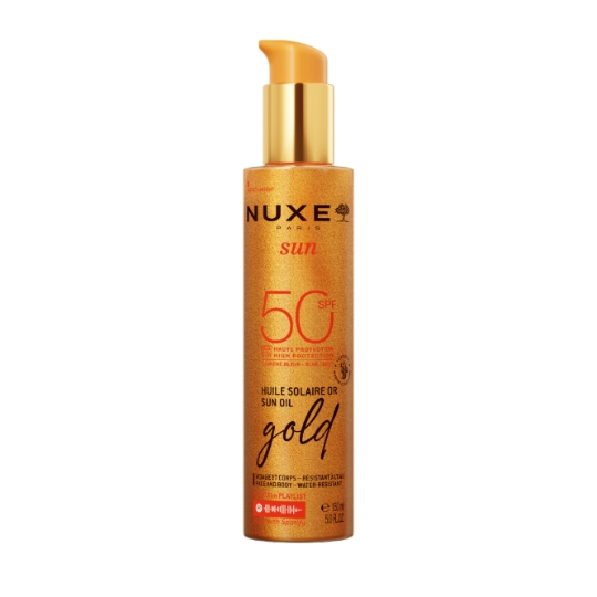 Huile solaire Visage Corps Spf 50 Haute Protection Résistant À L'Eau Protection Lumière Bleue Or Nuxe Sun NUXE