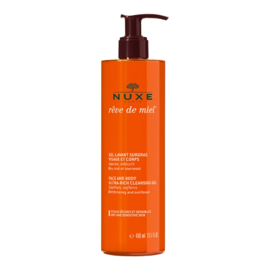 Gel douche Peaux Sèches et Sensibles Apaise et Adoucit au Miel et Tournesol Rêve de Miel NUXE