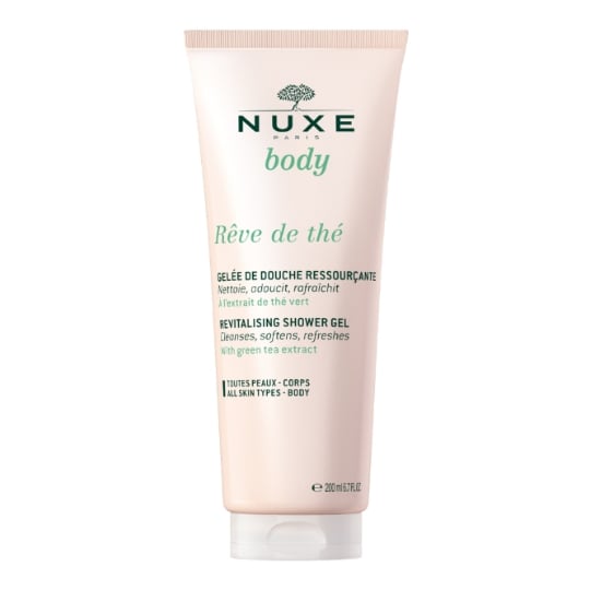 Gel douche Corps Notes Ressourçantes de Thé Vert d'Herbes Fraîches et de Rhubarbe Rêve de Thé NUXE
