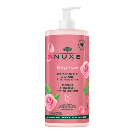 Gelée de Douche Apaisante Very Rose à l'Eau Florale de Rose pour Toutes Peaux Même Sensibles NUXE