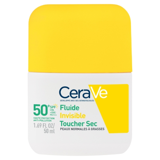 Fluide Invisible Toucher Sec Spf 50+ pour Peaux Normales à Grasses CERAVE